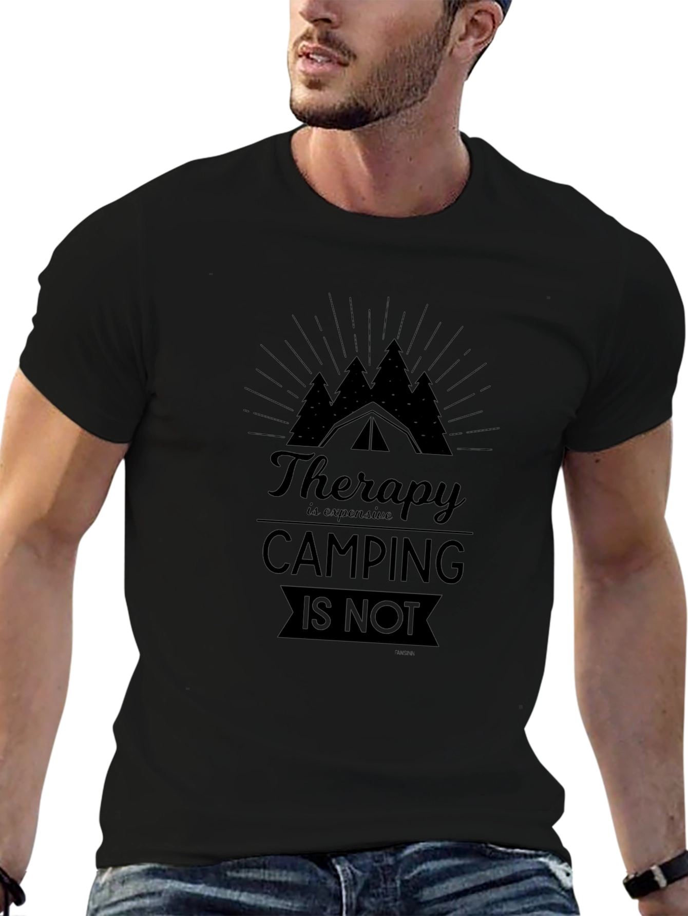 Camping Therapy Graphic Tee - Black Unisex
