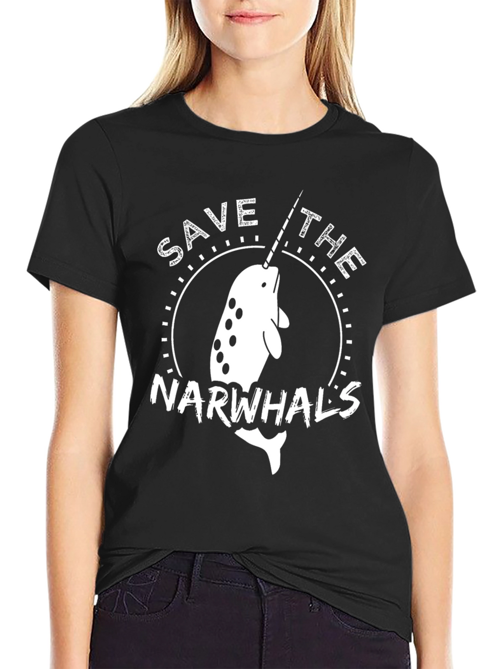 Save the Narwhals T-Shirt - Black Cotton Tee
