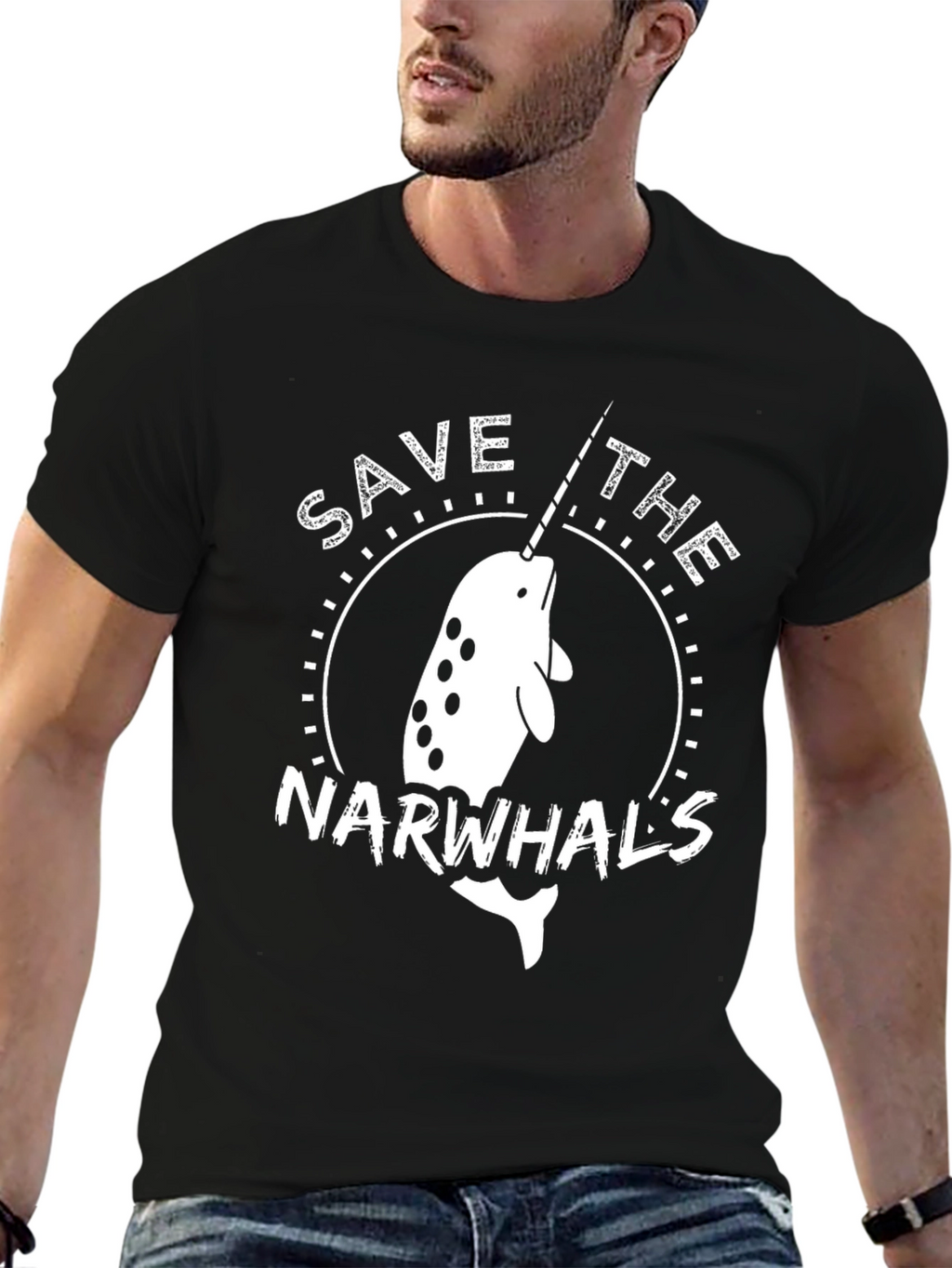 Save the Narwhals T-Shirt - Black Cotton Tee