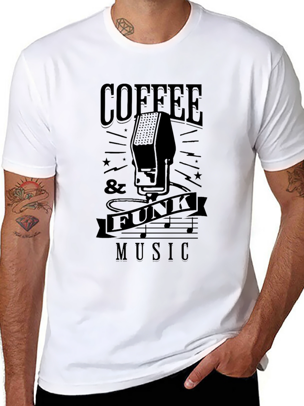 Coffee & Funk Music T-Shirt - Black Graphic Tee