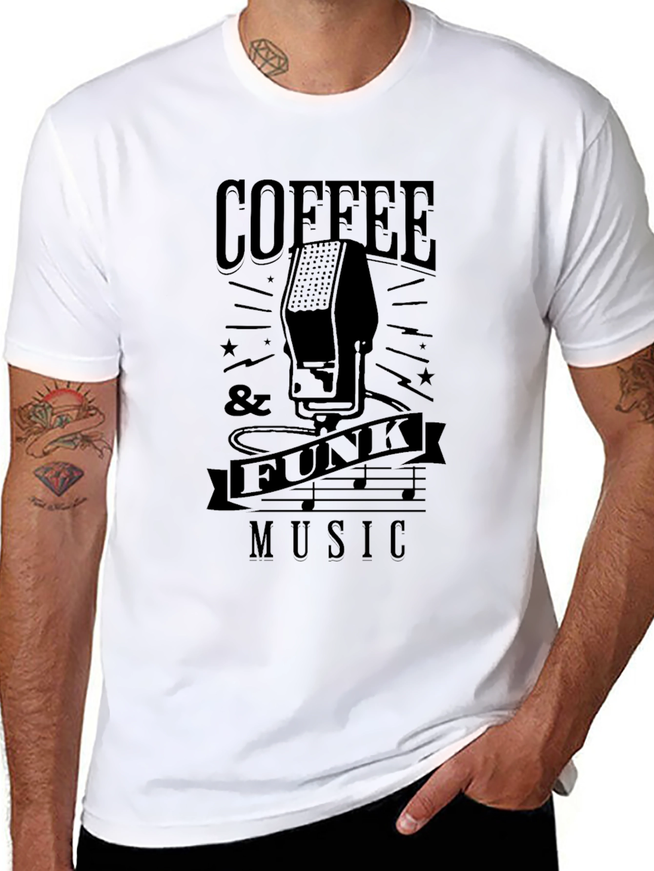 Coffee & Funk Music T-Shirt - Black Graphic Tee