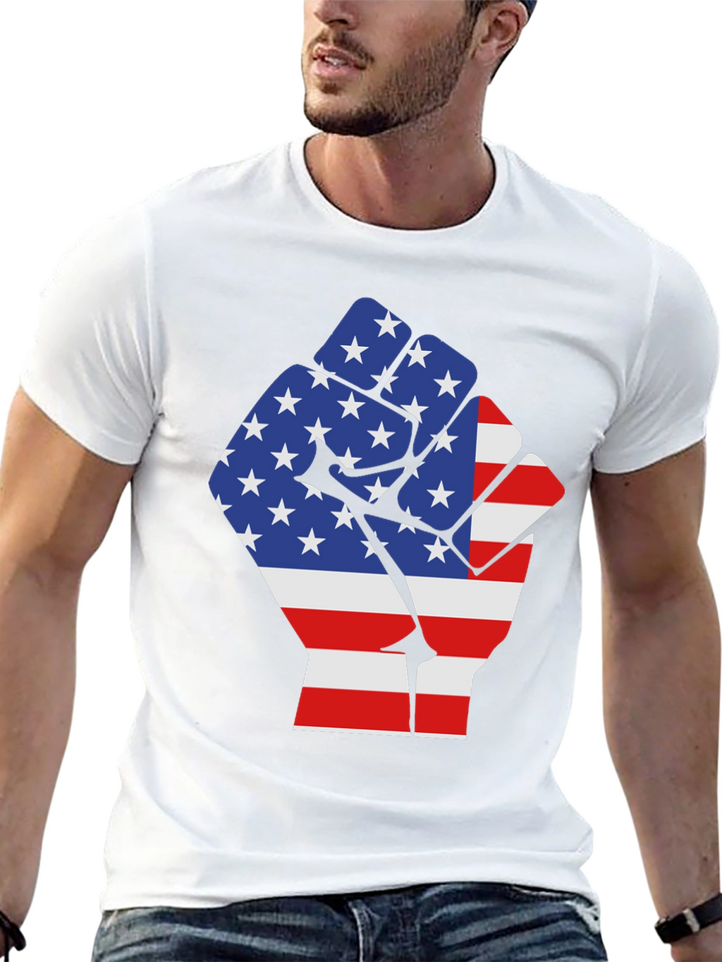 American Flag Fist Graphic T-Shirt