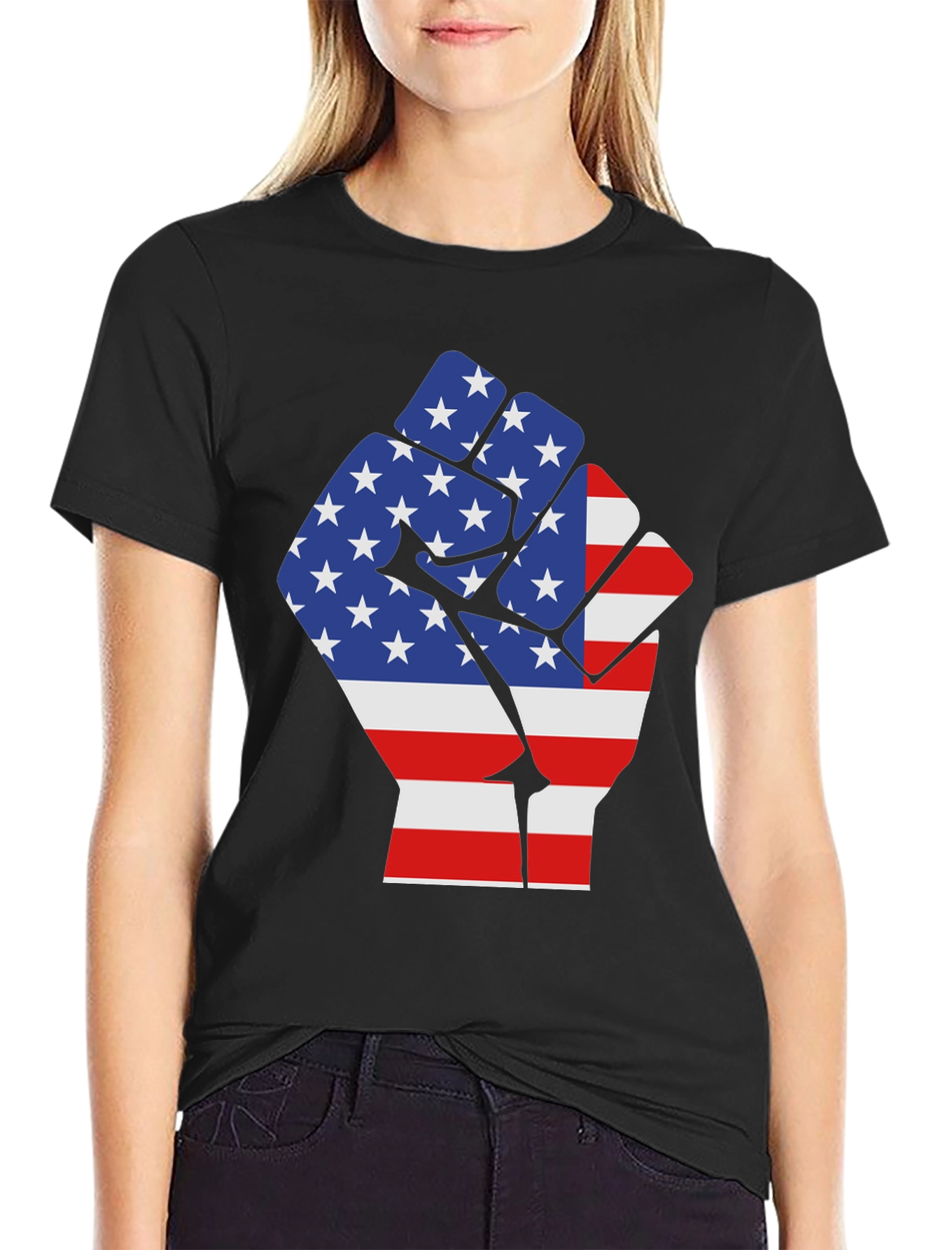 American Flag Fist Graphic T-Shirt