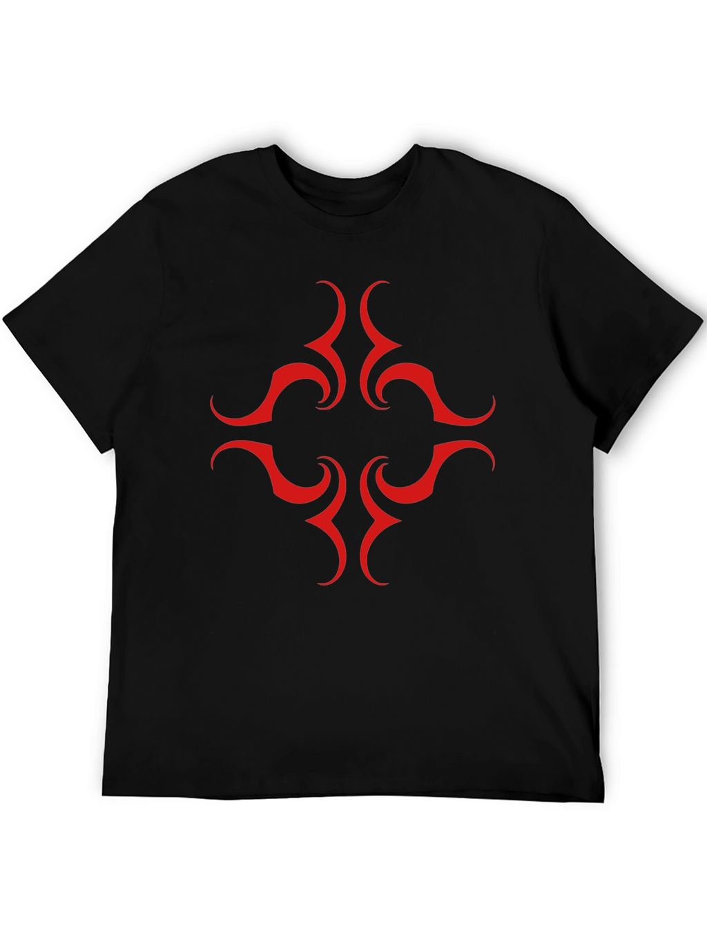 Black Tee with Red Tribal Design