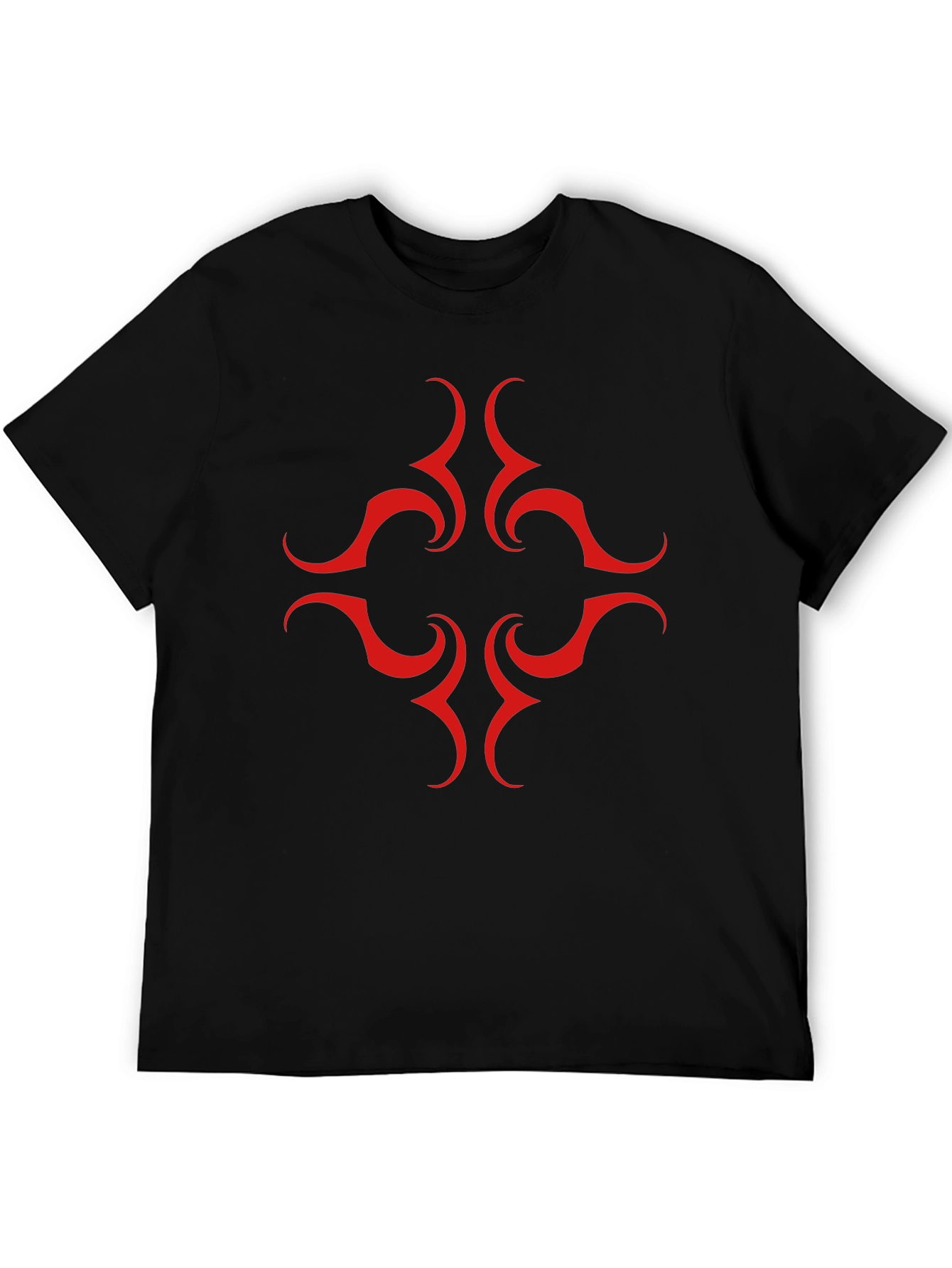 Black Tee with Red Tribal Design