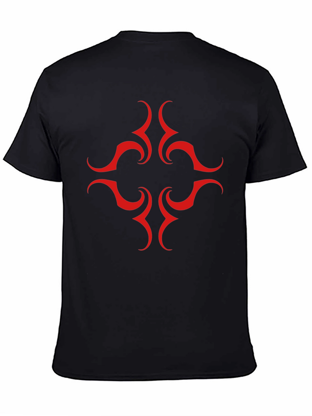 Black Tee with Red Tribal Design