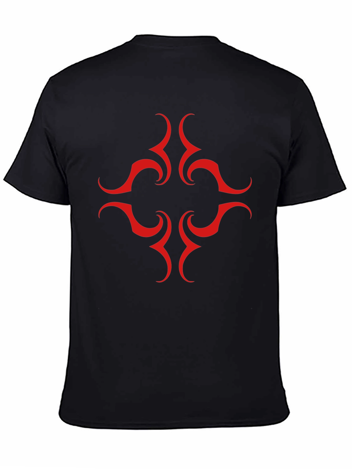 Black Tee with Red Tribal Design