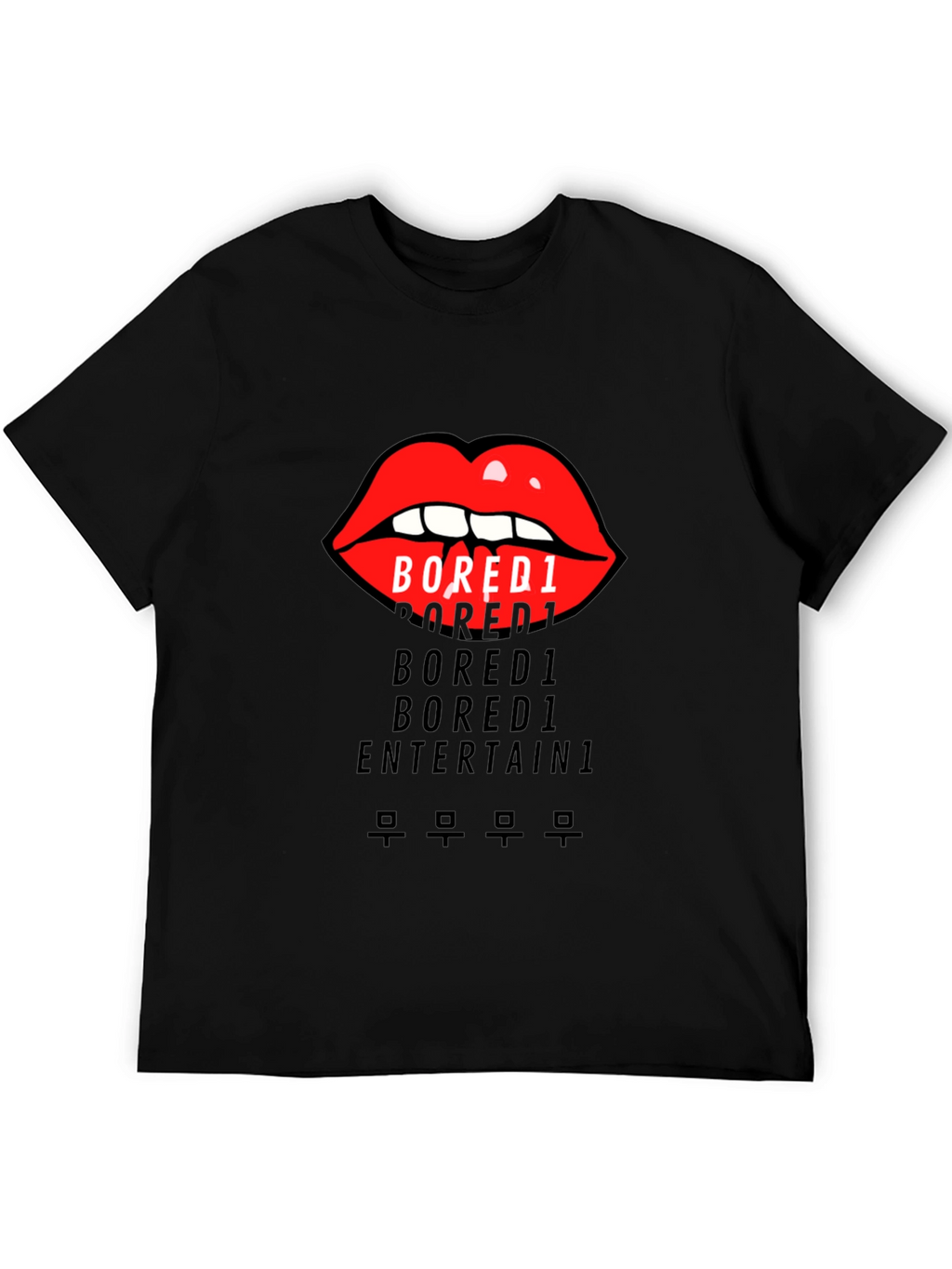 Bored1 Lips Graphic Black T-Shirt