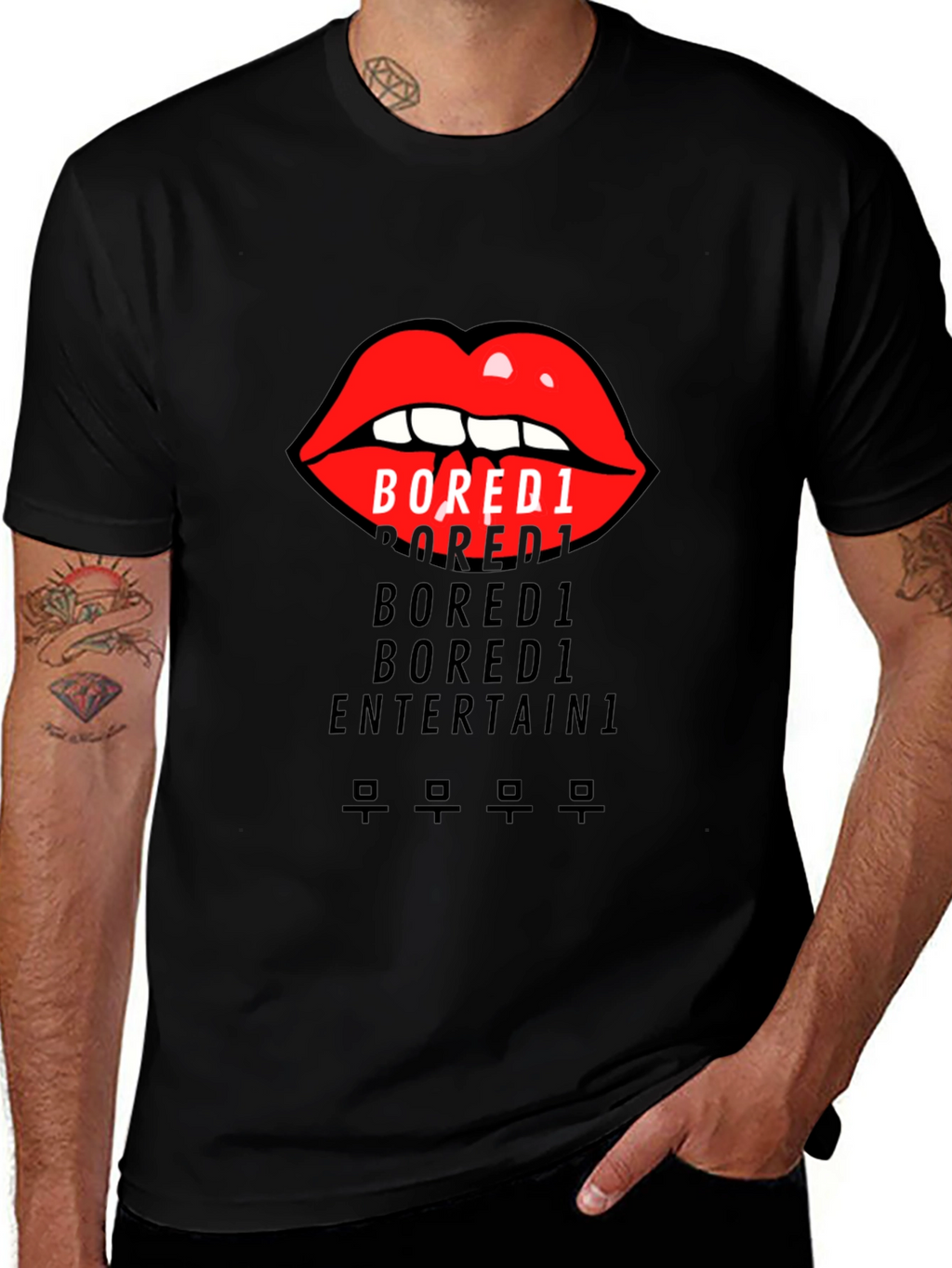 Bored1 Lips Graphic Black T-Shirt