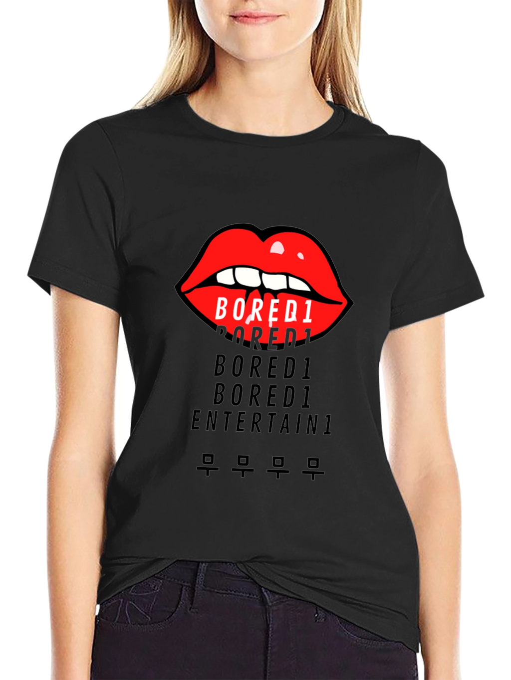 Bored1 Lips Graphic Black T-Shirt