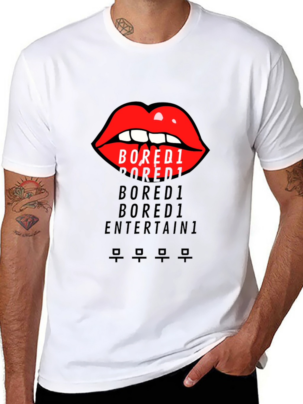 Bored1 Lips Graphic Black T-Shirt