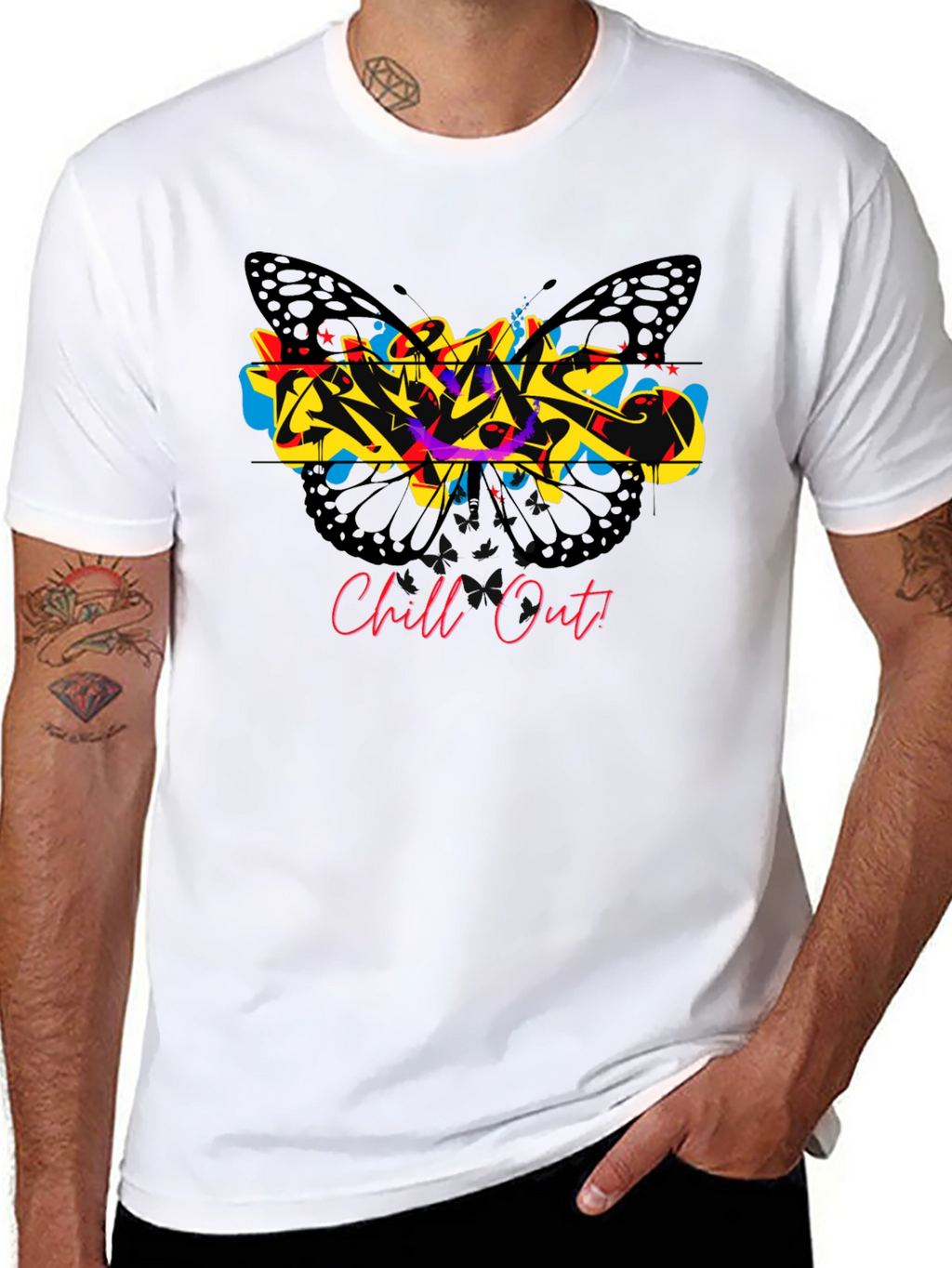 Chill Out Butterfly Graffiti Graphic T-Shirt