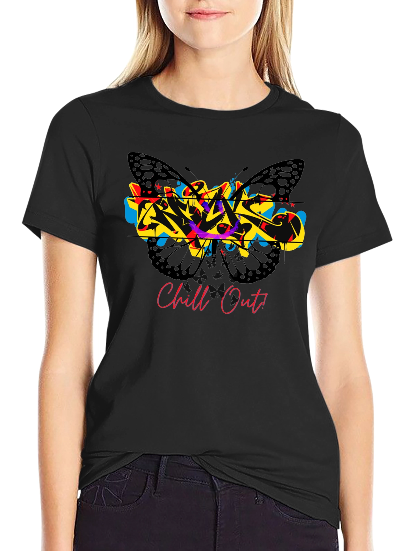 Chill Out Butterfly Graffiti Graphic T-Shirt