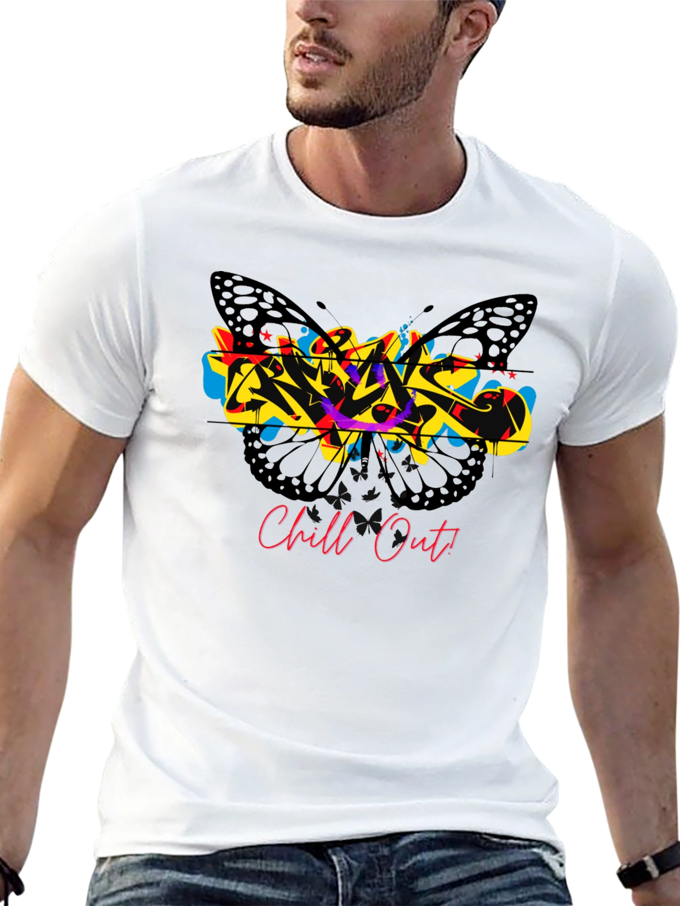 Chill Out Butterfly Graffiti Graphic T-Shirt