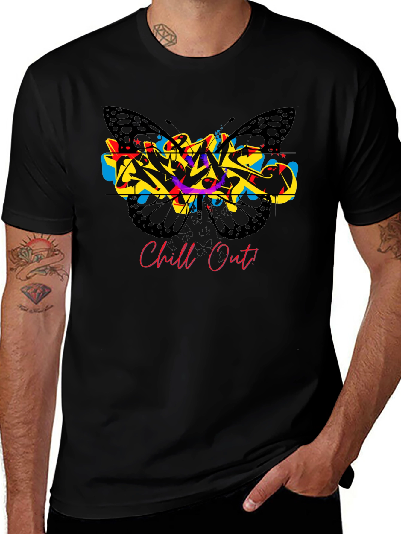 Chill Out Butterfly Graffiti Graphic T-Shirt