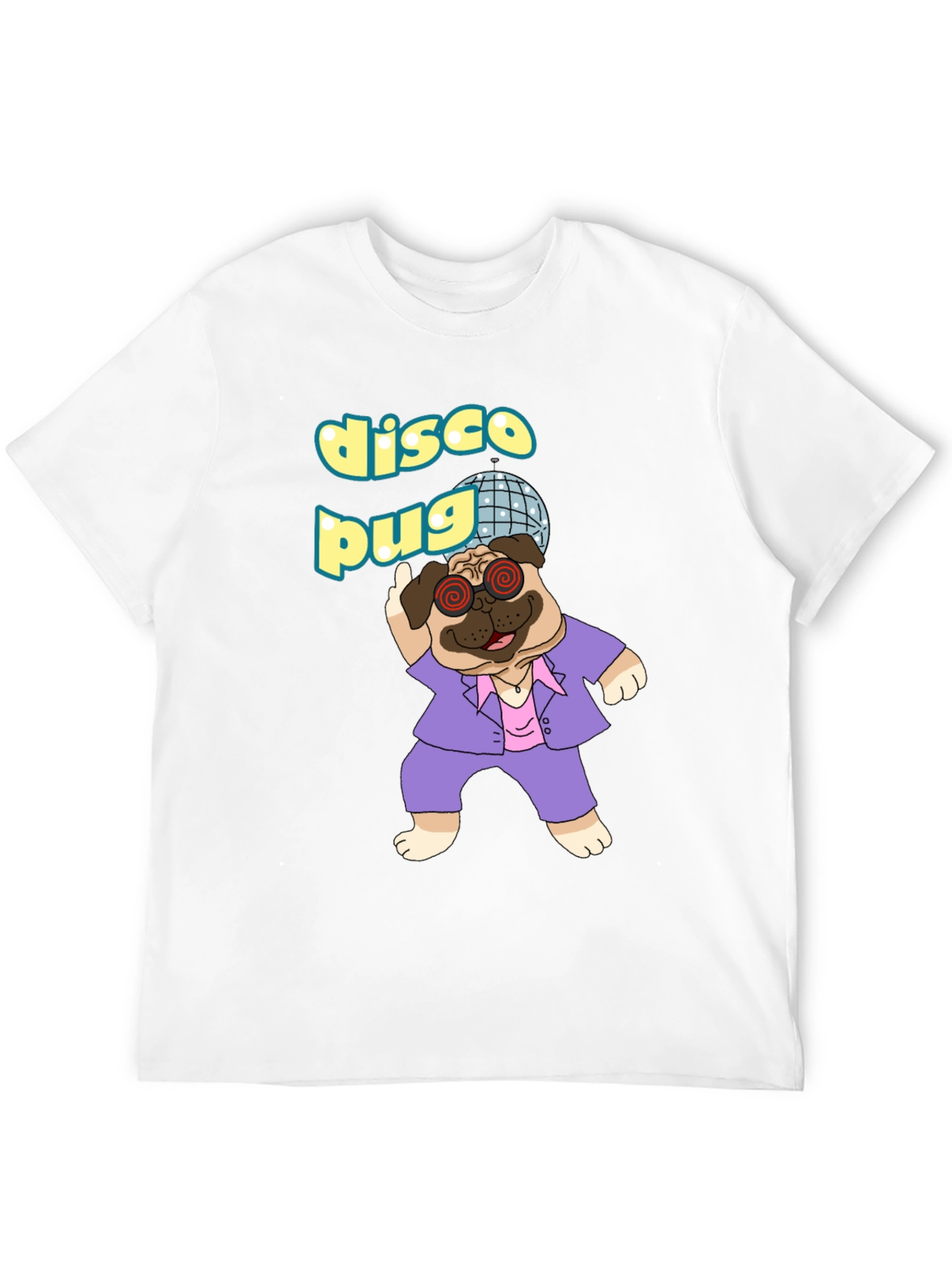 Disco Pug Graphic T-Shirt - Groovy Style