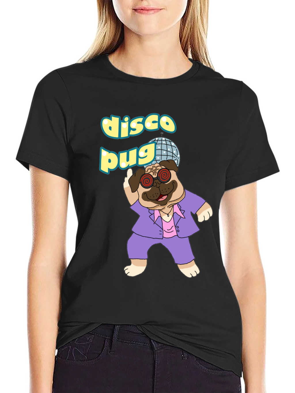 Disco Pug Graphic T-Shirt - Groovy Style