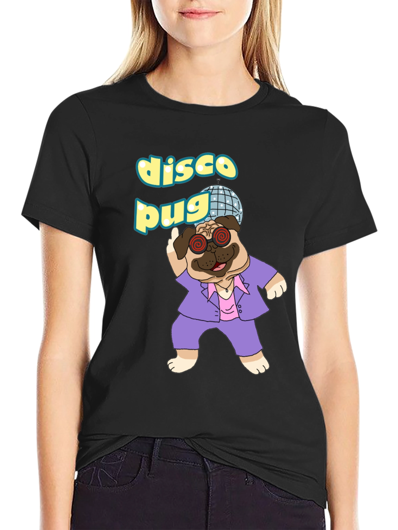 Disco Pug Graphic T-Shirt - Groovy Style