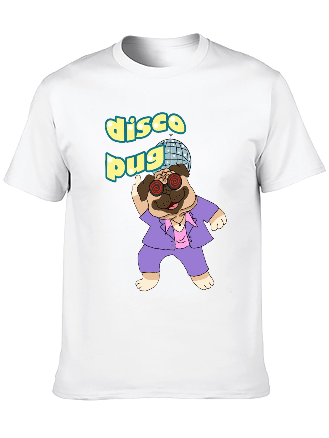 Disco Pug Graphic T-Shirt - Groovy Style