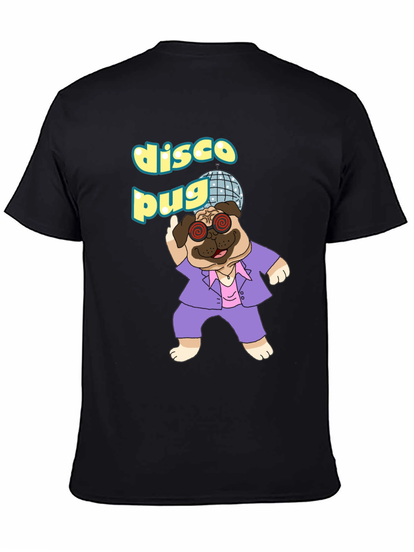 Disco Pug Graphic T-Shirt - Groovy Style