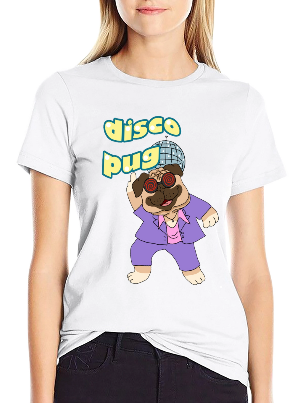 Disco Pug Graphic T-Shirt - Groovy Style
