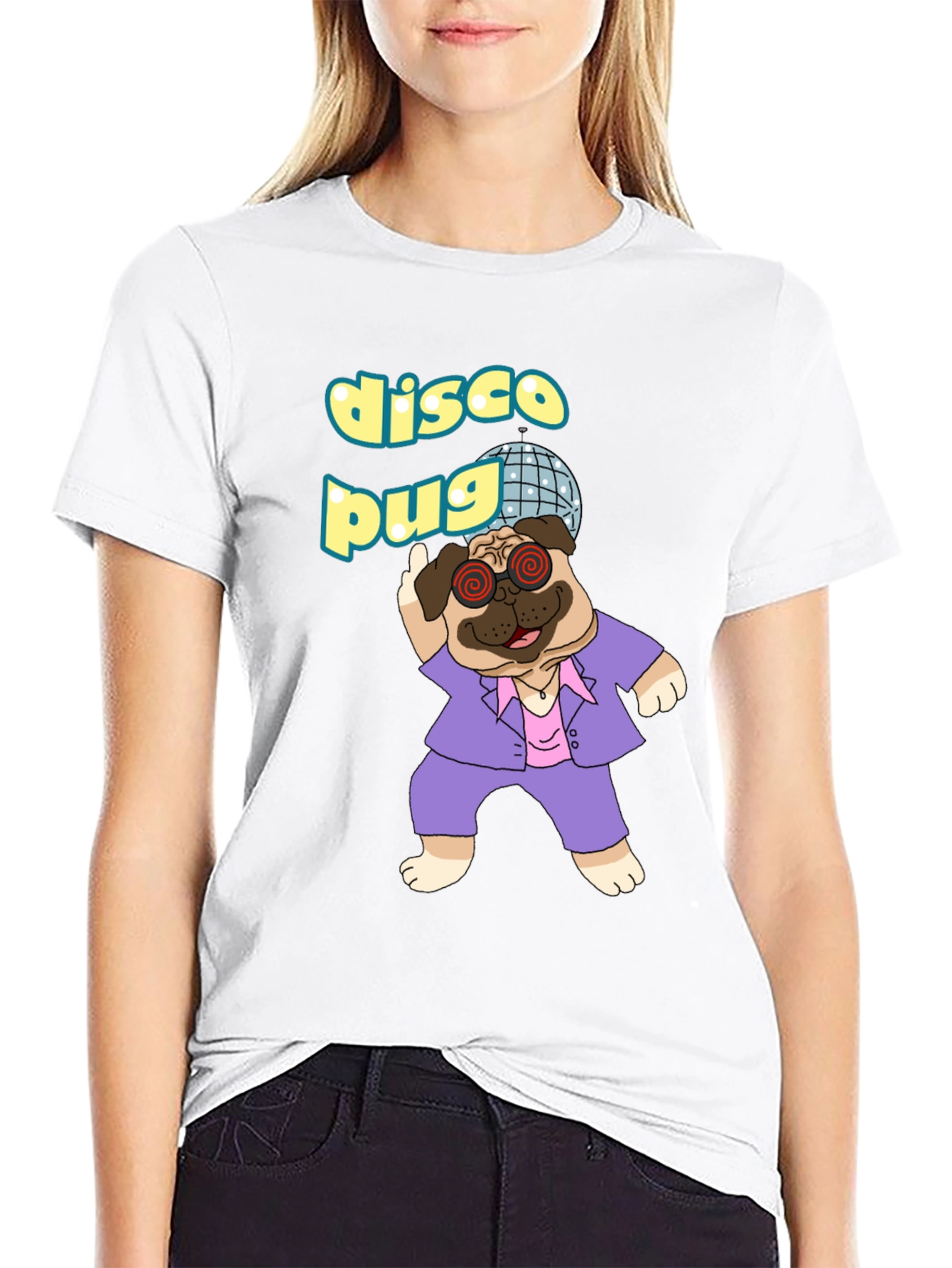 Disco Pug Graphic T-Shirt - Groovy Style