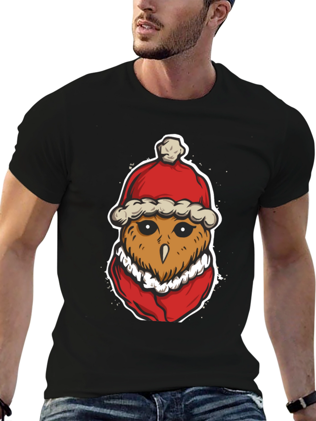 Santa Owl Graphic Tee - Holiday Spirit
