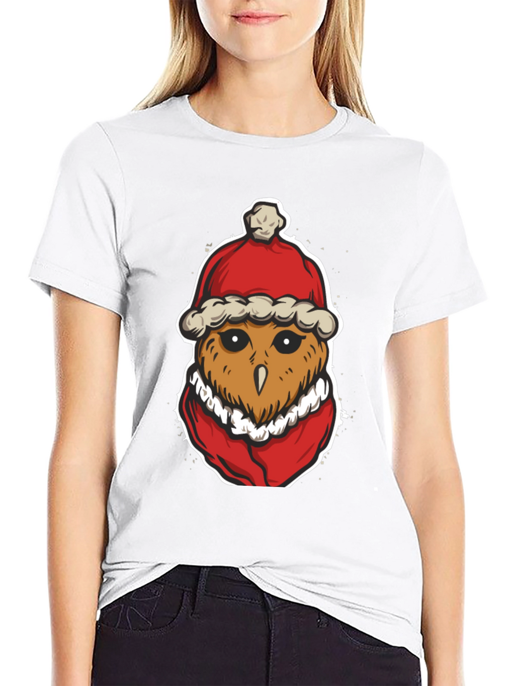 Santa Owl Graphic Tee - Holiday Spirit