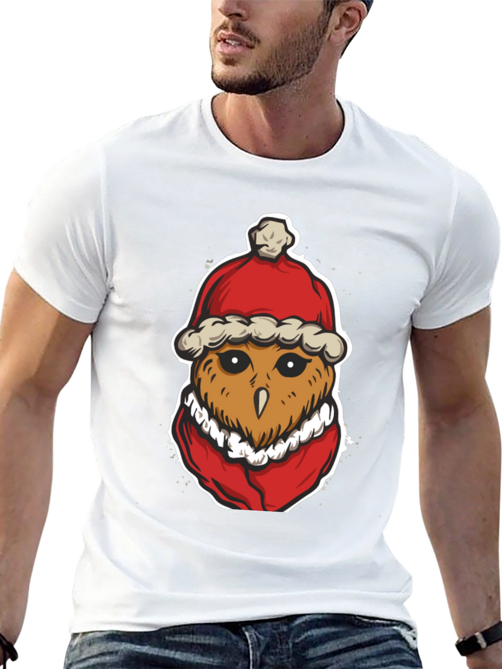 Santa Owl Graphic Tee - Holiday Spirit