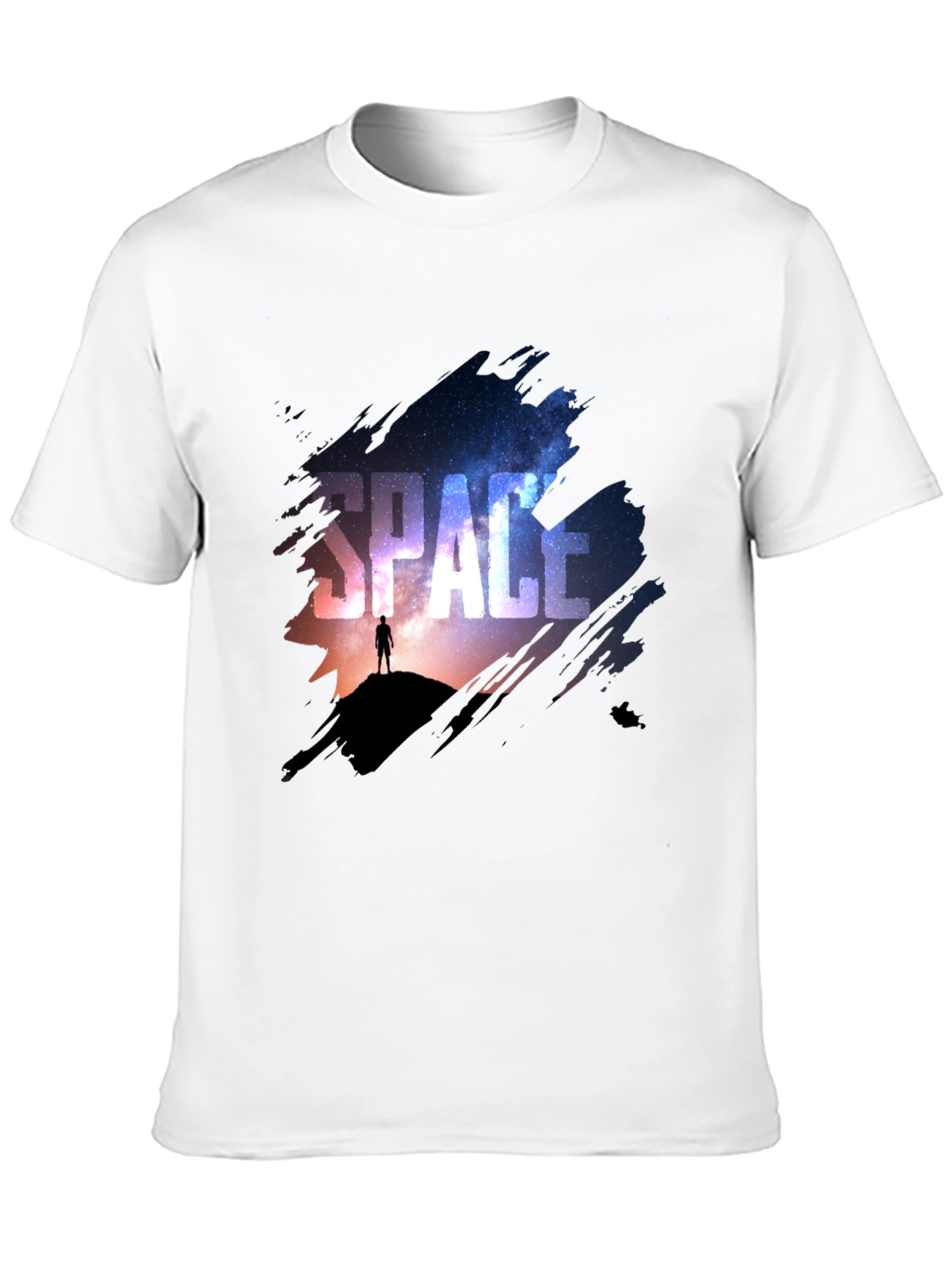 Space Galaxy Graphic Print Black T-Shirt
