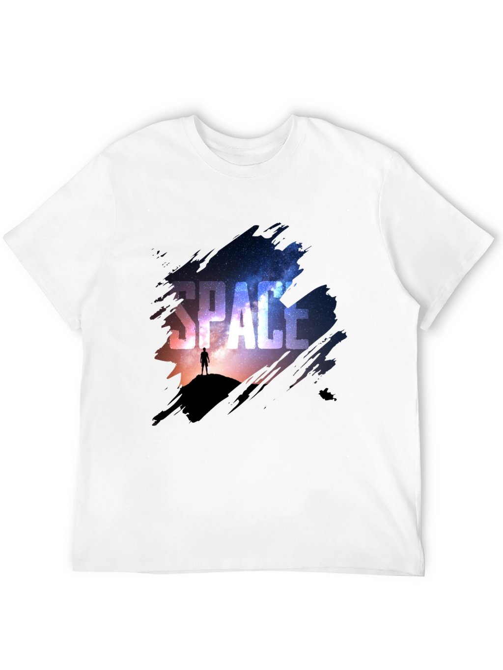 Space Galaxy Graphic Print Black T-Shirt