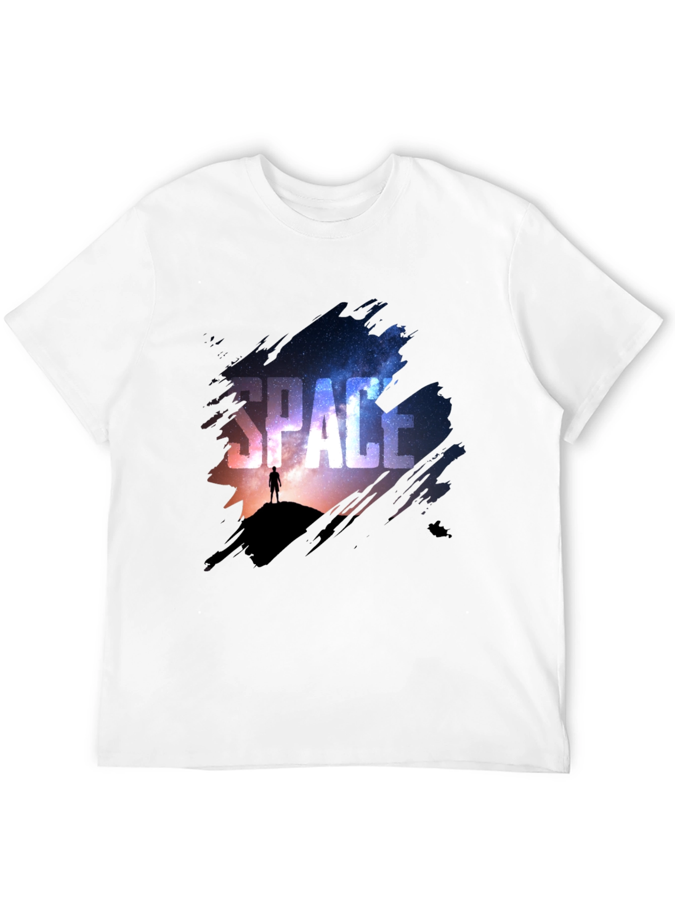 Space Galaxy Graphic Print Black T-Shirt