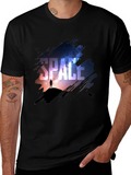 Space Galaxy Graphic Print Black T-Shirt