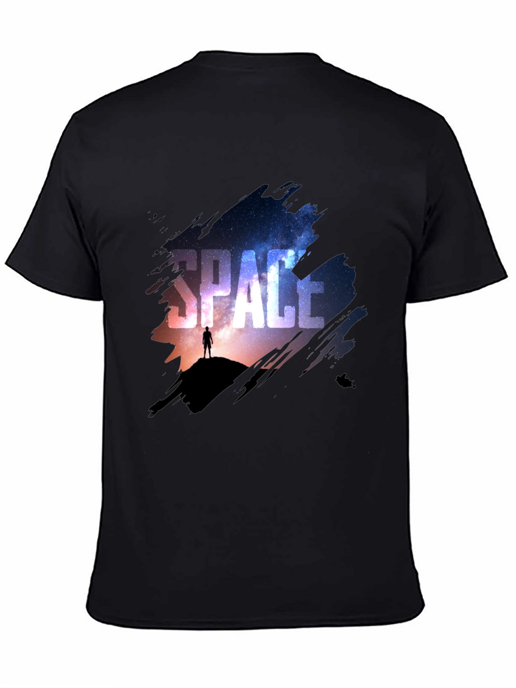 Space Galaxy Graphic Print Black T-Shirt