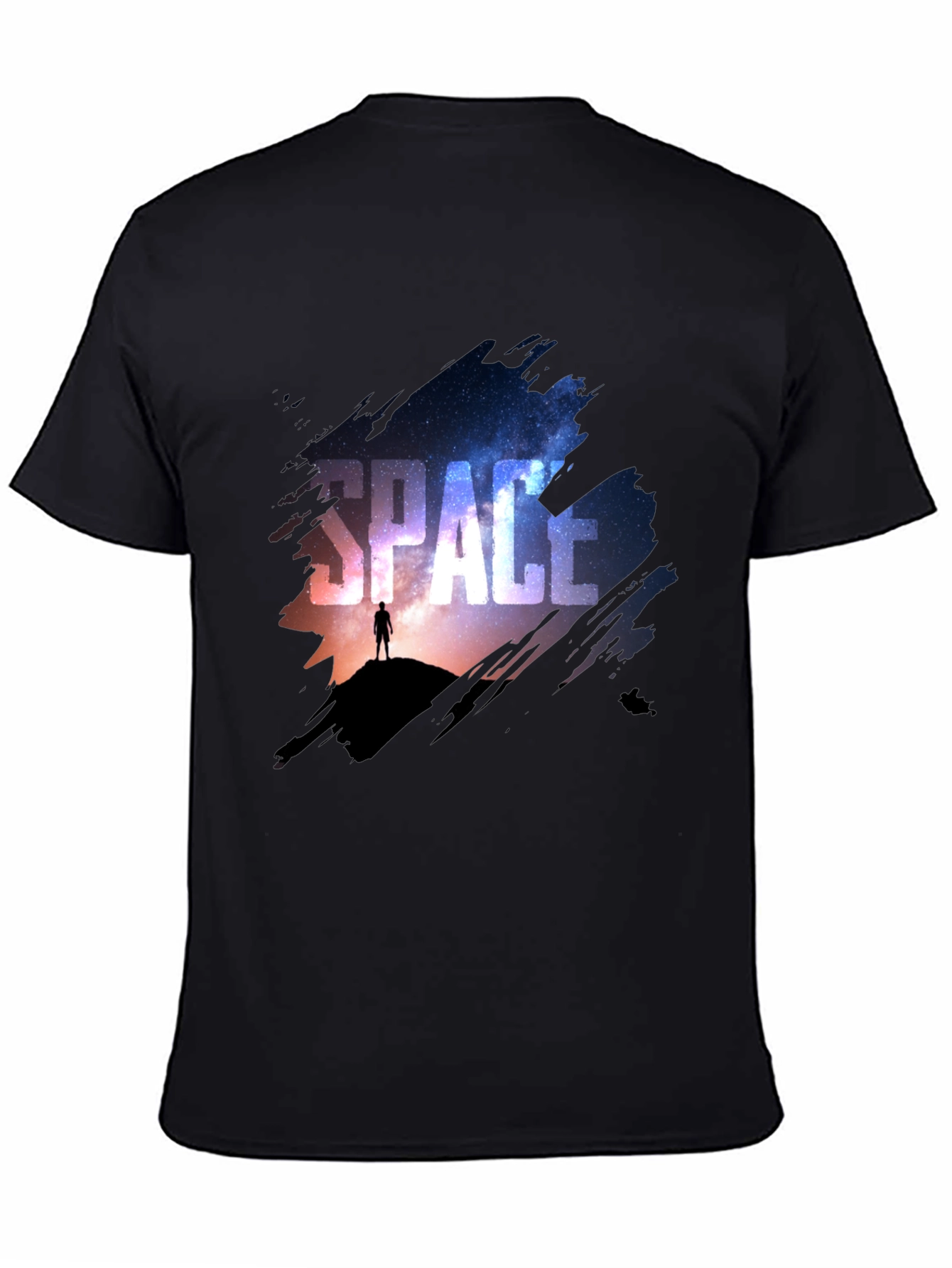 Space Galaxy Graphic Print Black T-Shirt