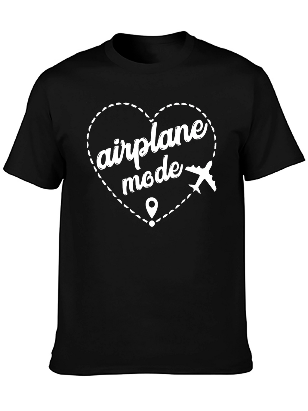 Airplane Mode Heart Graphic T-Shirt - Black
