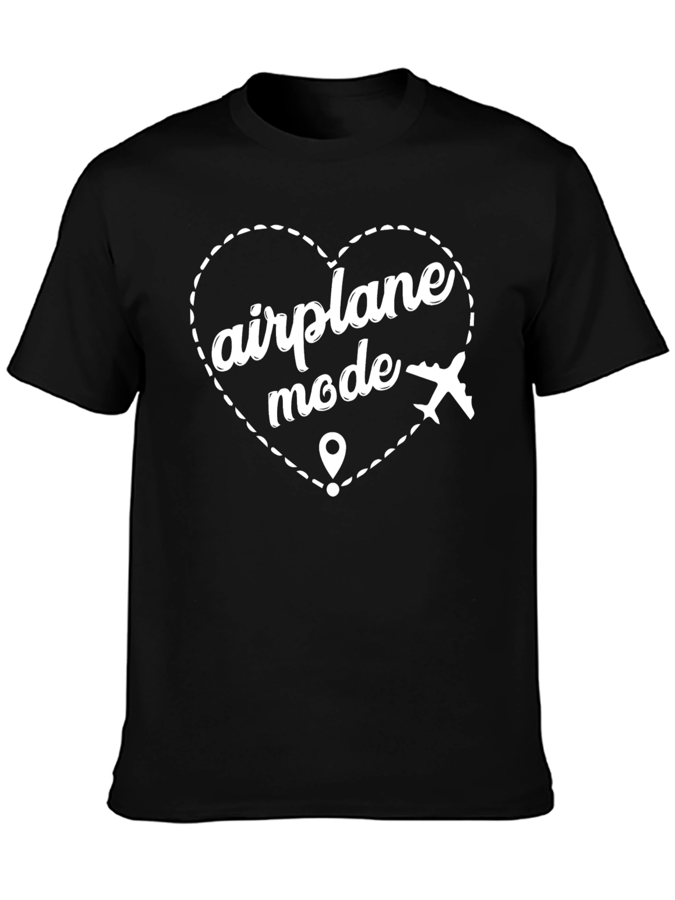 Airplane Mode Heart Graphic T-Shirt - Black