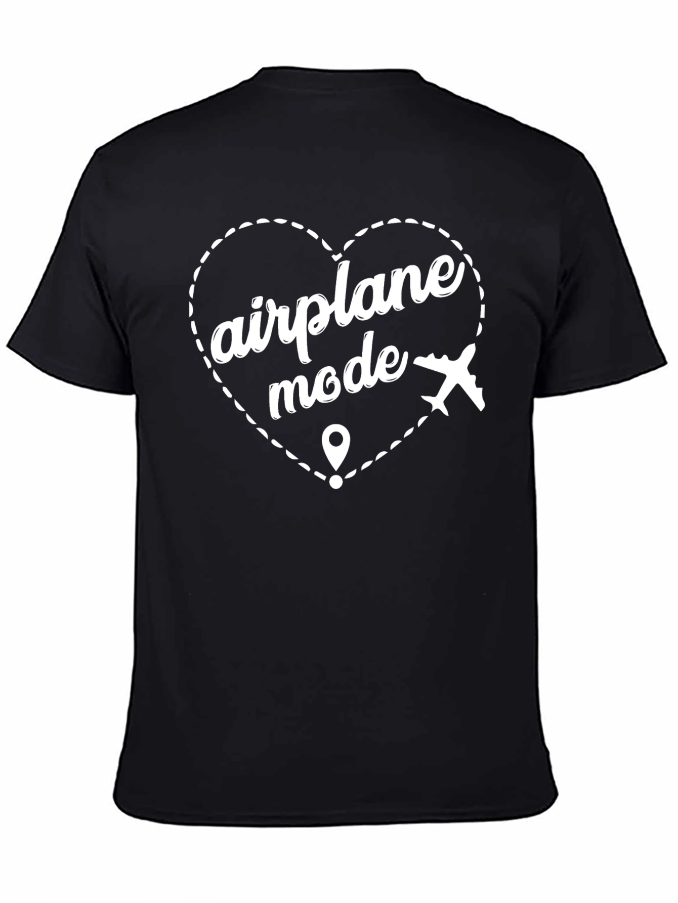 Airplane Mode Heart Graphic T-Shirt - Black