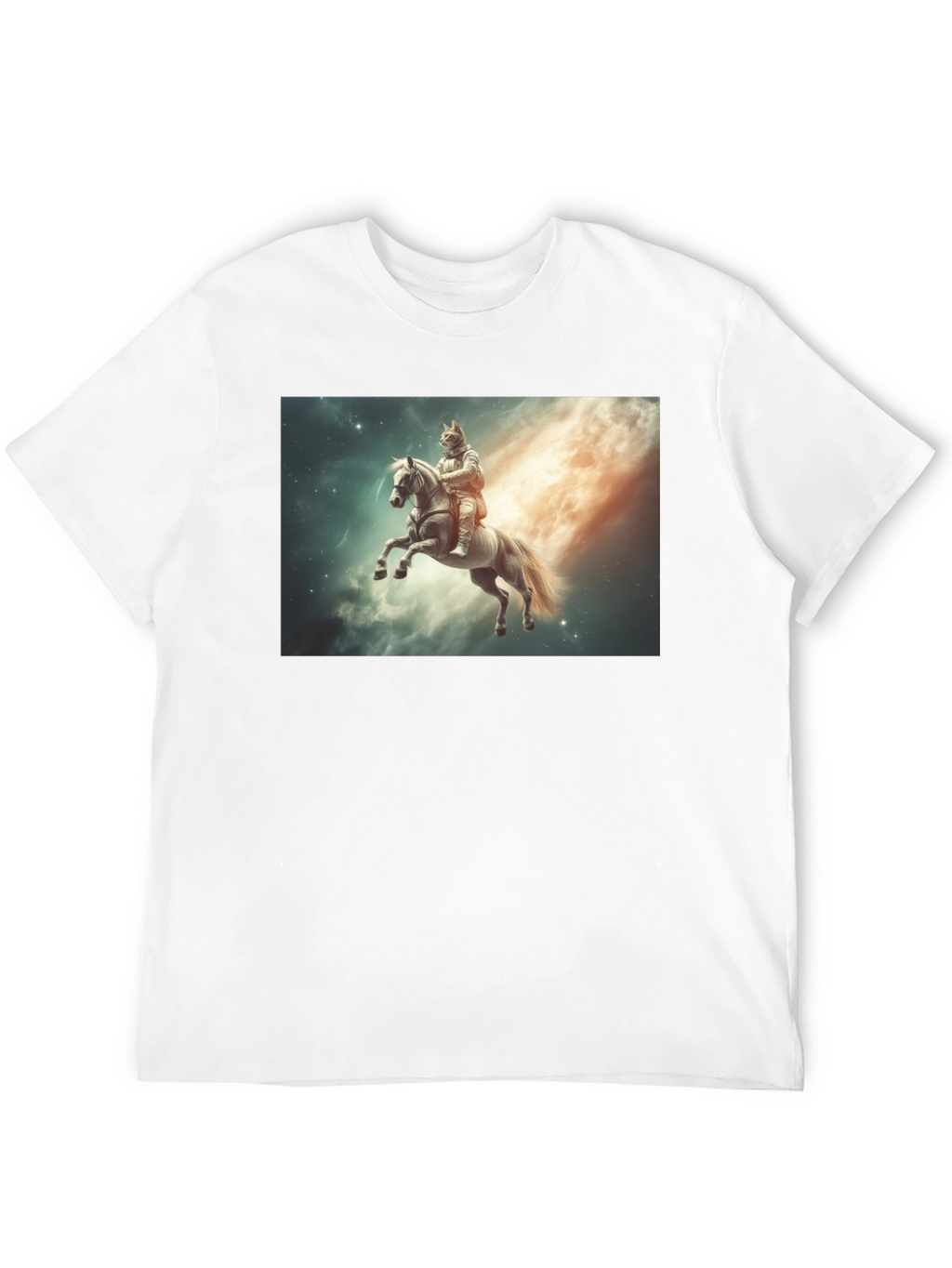 Cosmic Cat Knight T-Shirt - Black Cotton Tee