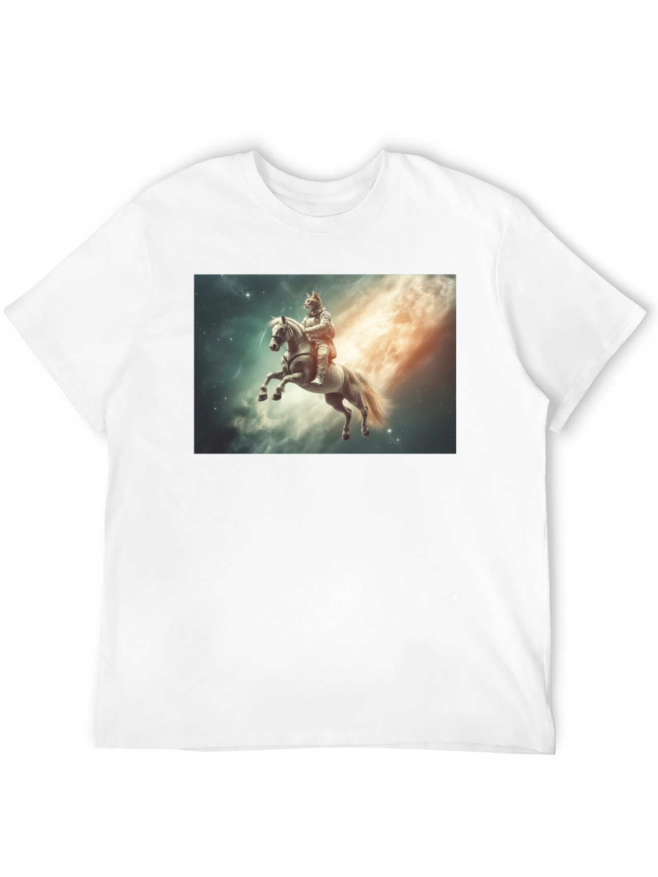Cosmic Cat Knight T-Shirt - Black Cotton Tee