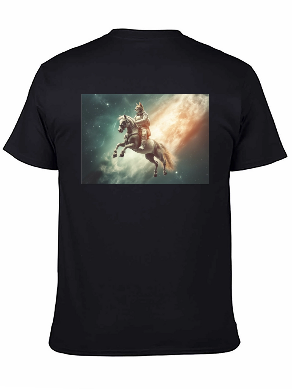 Cosmic Cat Knight T-Shirt - Black Cotton Tee