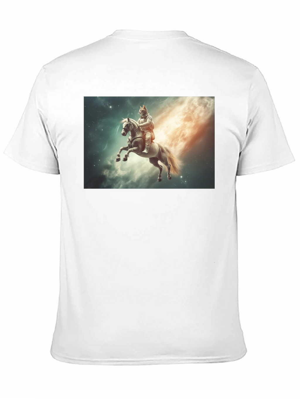 Cosmic Cat Knight T-Shirt - Black Cotton Tee