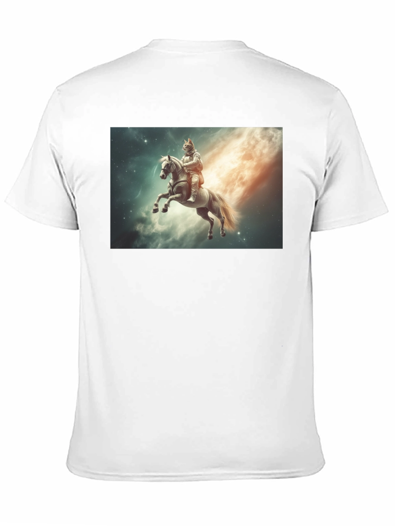 Cosmic Cat Knight T-Shirt - Black Cotton Tee