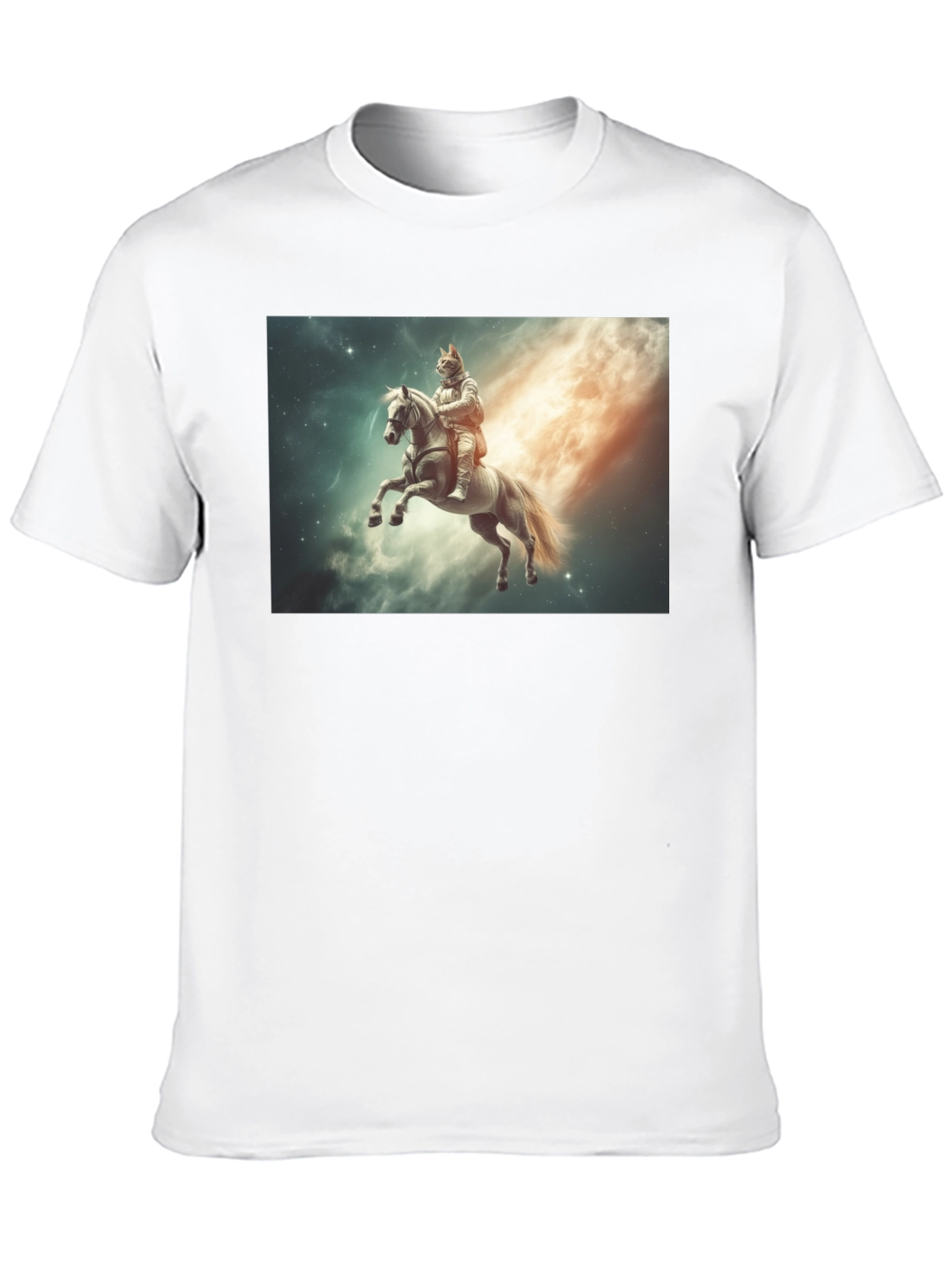 Cosmic Cat Knight T-Shirt - Black Cotton Tee
