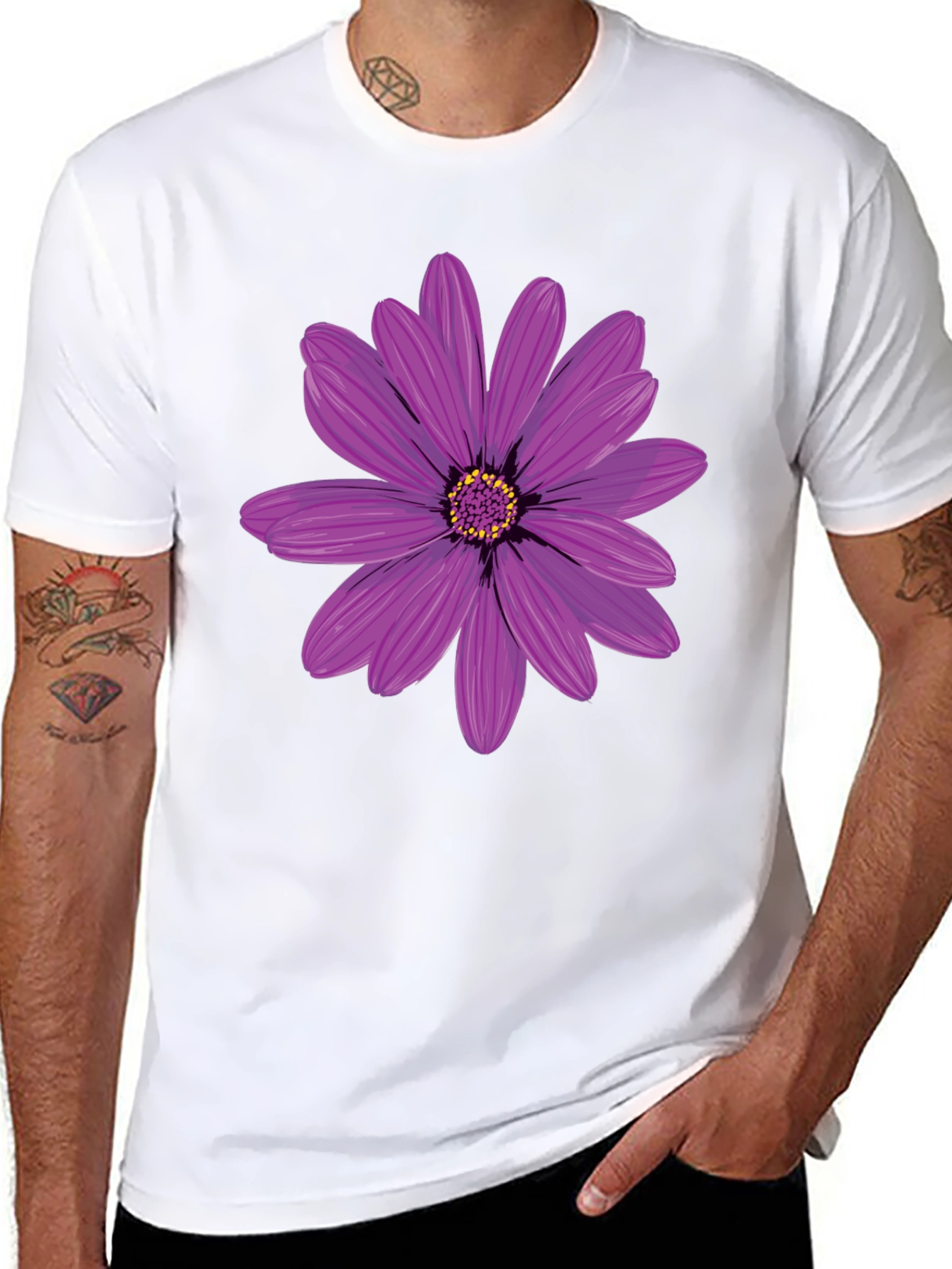 Floral Graphic T-Shirt - Black Cotton Blend