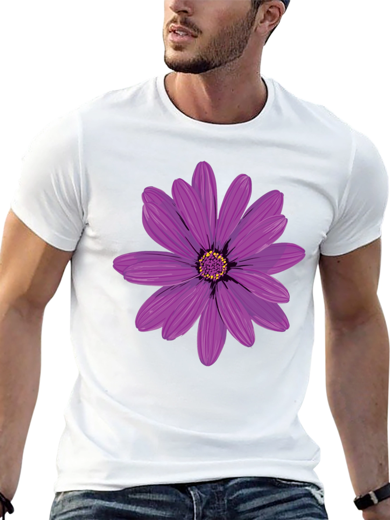 Floral Graphic T-Shirt - Black Cotton Blend
