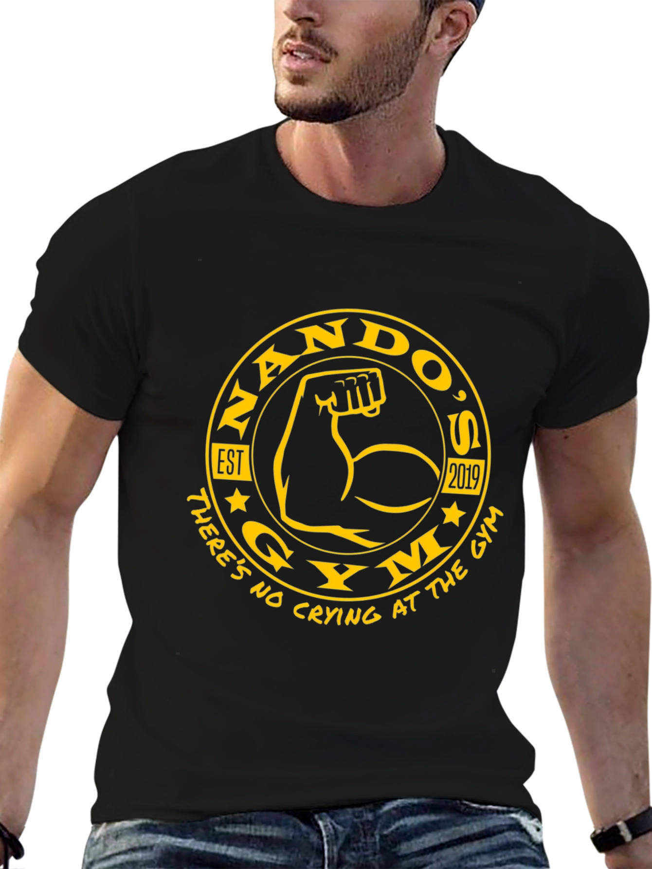Nandos Gym Black T-Shirt - No Crying!