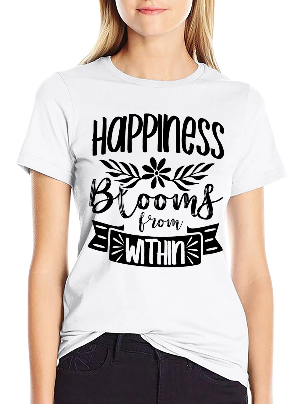 Happiness Blooms T-Shirt - Inspirational Graphic Tee
