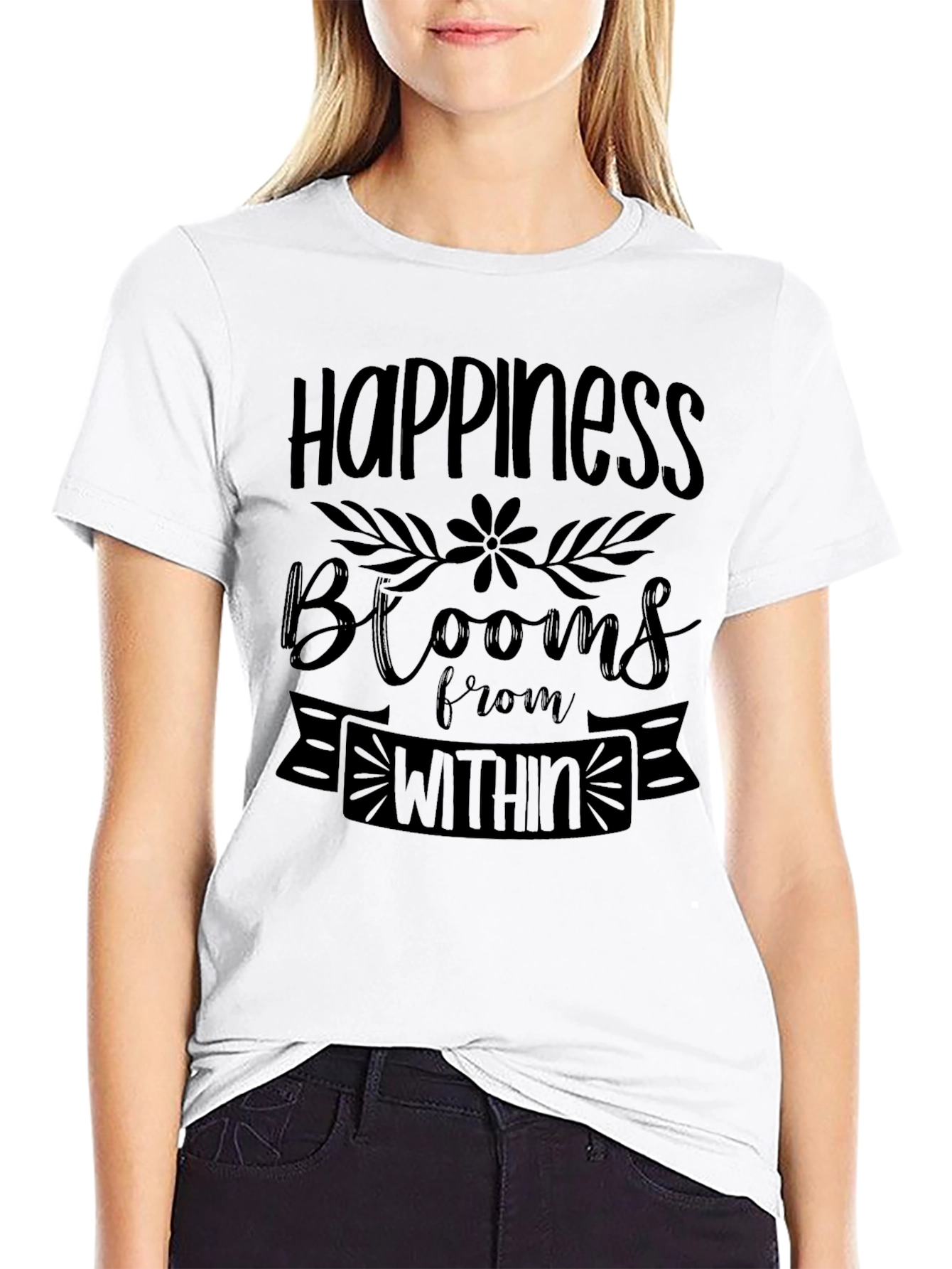 Happiness Blooms T-Shirt - Inspirational Graphic Tee