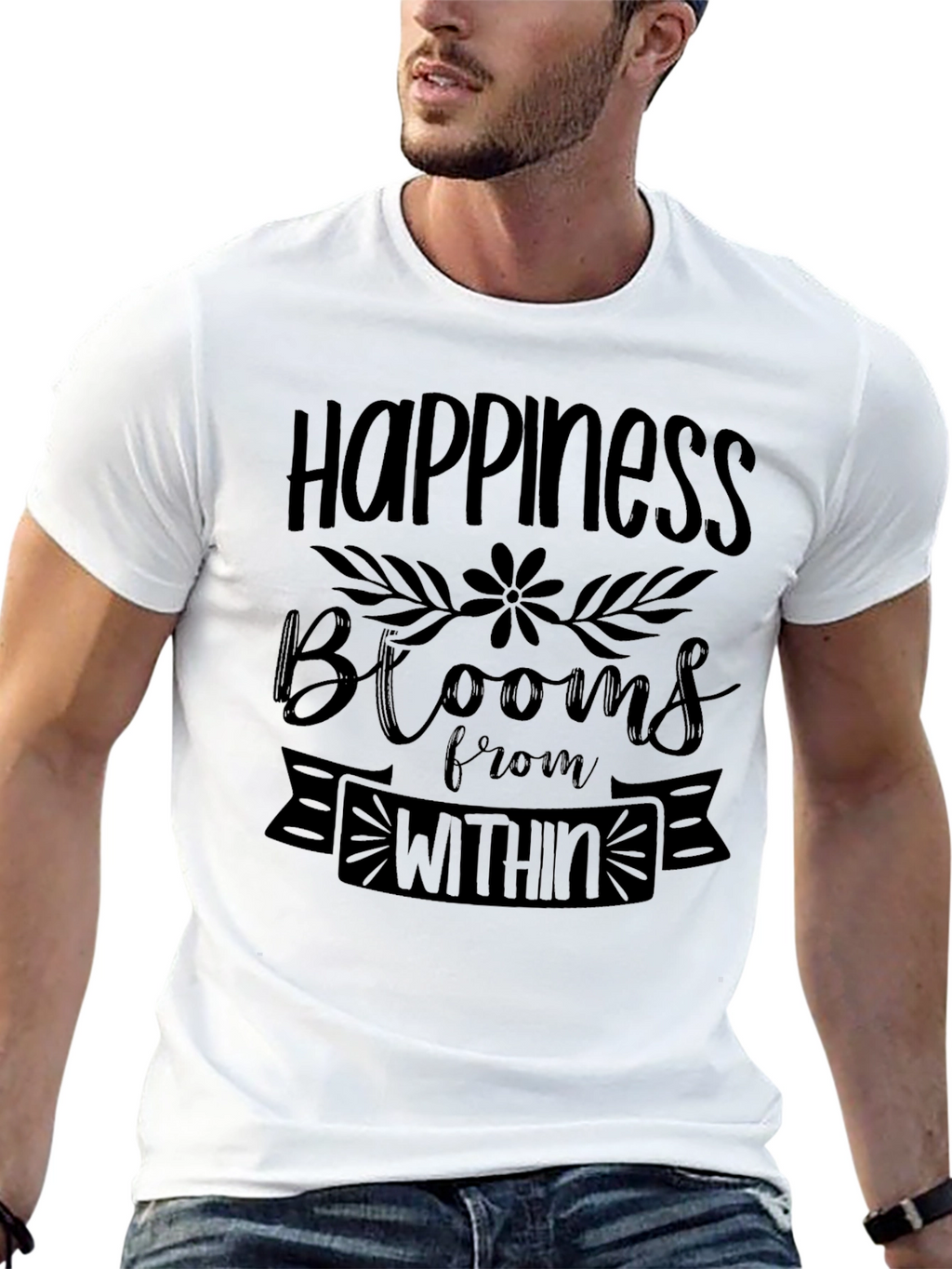 Happiness Blooms T-Shirt - Inspirational Graphic Tee